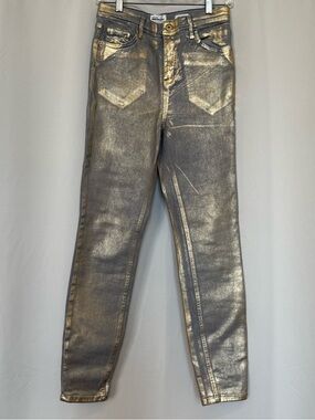 River Island Gold-Splash Skinny Jeans